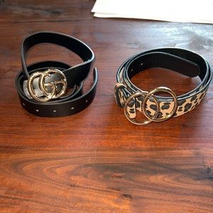 Black and cheetah belts one size